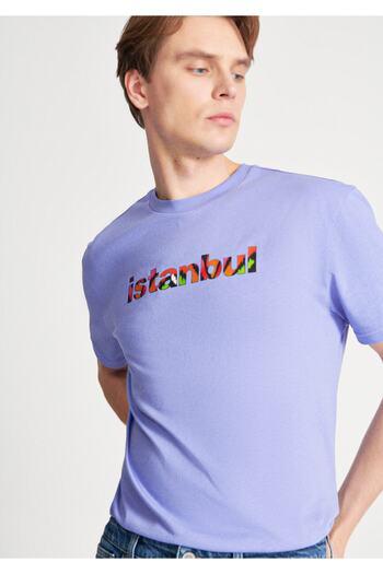 Mavi Istanbul Printed Lilac T-shirt Loose Fit 0610348-81079