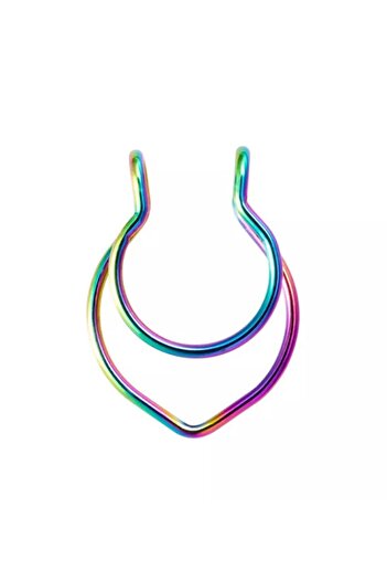 Jaida Moda Unisex Hologramlı Çelik Septum Halka Sahte Fake Piercing