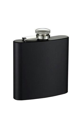 SARFEX Black Stainless Steel Flask - 6 Oz (177 Ml) Liquor Whiskey Cognac Alcohol Bottle