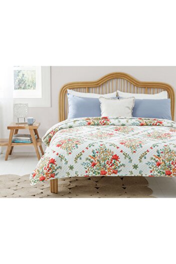 English Home Boho Flowers Single Double Sided Bedspread 160X220 cm Red