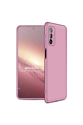 Nezih Case Samsung Galaxy M52 Compatible 360 Full Protection 3 Piece Slim Hard Silicone Case (Ultra Thin) Rose Gold
