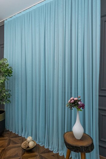 Esse Home Turquoise Gray Tulle Curtain Honeycomb Floor 300x260cm (1x2) Sparse Pleat Esse16444