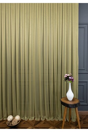 Esse Home Khaki Green Gray Tulle Curtain Honeycomb Floor 300x260cm (1x2) Sparse Pleat Esse16444