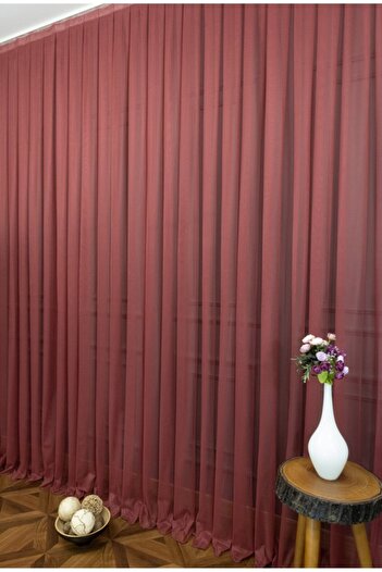 Esse Home Claret Red Gray Tulle Curtain Honeycomb Floor 300x260cm (1x2) Sparse Pleat Esse16444