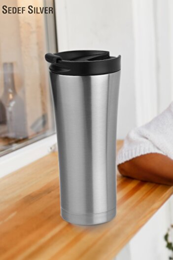 SEDEF SİLVER Steel Thermos Cup 500 ml Thermos Mug Mug Vehicle Thermos Coffee Cup Tea Cups 659