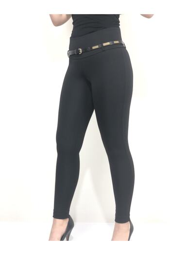 AYHAN Women's Black Belted Tights Trousers