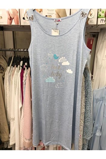 Anıl Women's Blue New Season Sports Pregnant Postpartum Nightgown 5509