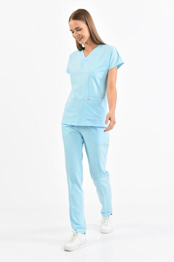 Owlet Medikal Lycra Ice Blue Surgical Uniform Set