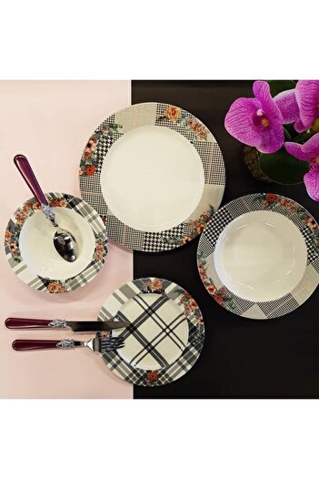BİEV Mnd005 Ethnic 24 Parça Yemek Takımı