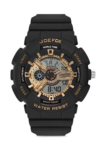 Joefox Men's Black Digital Analog Silicone Cord Wrist Watch 1009