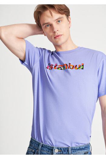 Mavi Istanbul Printed Lilac T-shirt Loose Fit 0610348-81079