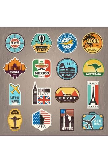 ENGINPRINT Vintage Travel Themed Sticker 17 Pieces Waterproof Anti-Scratch