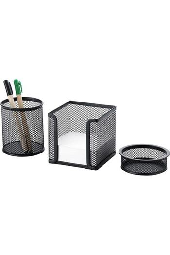 Cassa 3" Desktop Set Black Wire Pen Holder, Paper Clip, Paper Holder Fx