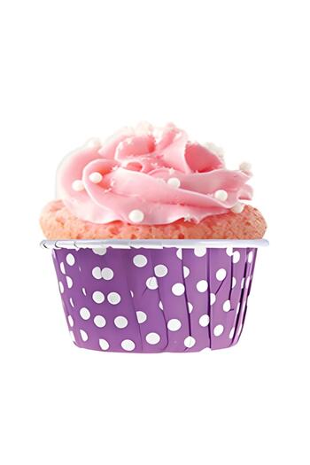 ELGALA Muffin Cupcake Cake Mold Capsule Purple Color White Polka Dot Special Pet Capsule 20 Pieces