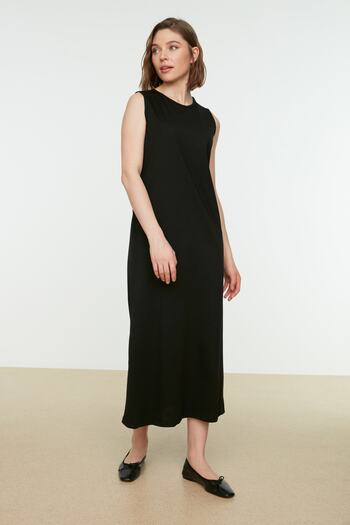 Trendyol Modest Μαύρο αμάνικο μακρύ φόρεμα εσωρούχων TCTSS21UK0034