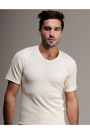 Hasyün 100 Tricou bărbătesc din lână cu mânecă scurtă