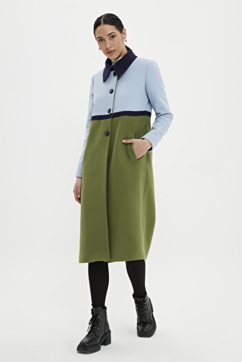 adL Stamp Coat - Contrast Color and Button Detail