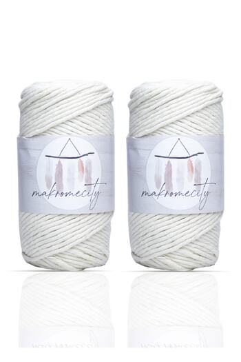 Makromecity Premium Screened Macrame Thread 3mm Single Twist Macrame Screenable Hobby Thread Set of 2 2 Pieces Ecru