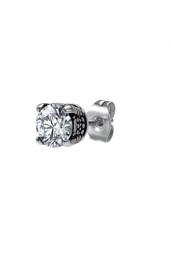 northstarshop Single White Zircon Stone Vintage S+ Quality Nail Design Biker Men's 316l Steel Earring (single)