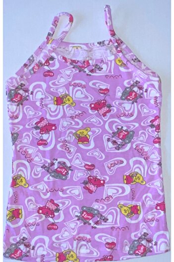 Tutku Girl's Elastane Printed String Strapped Colorful Undershirt (6 Pieces)