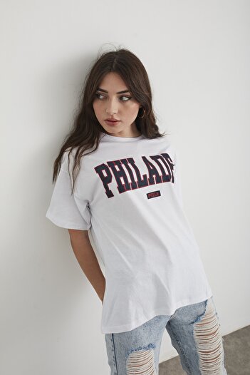 Mad&Calf Γυναικείο μπλουζάκι με στάμπα Philadel Oversize