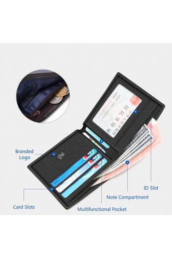 BISON DENIM Men's Thin Genuine Leather Italian Design Card Holder Wallet