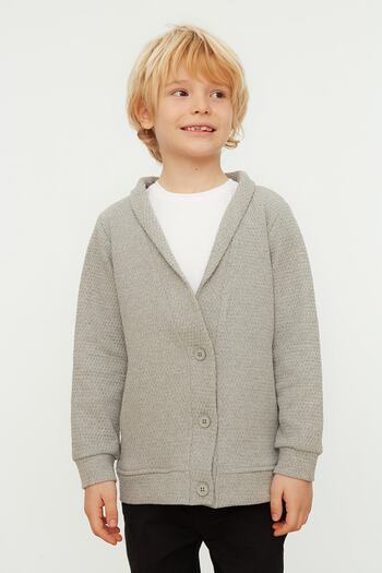 TRENDYOLKIDS Szürke Jacquard fiú kötöttáru kardigán TKDAW22HI1112