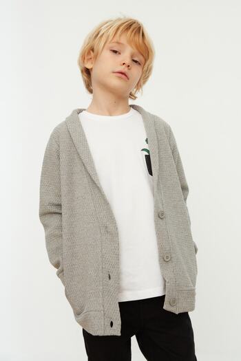 TRENDYOLKIDS Szürke Jacquard fiú kötöttáru kardigán TKDAW22HI1112