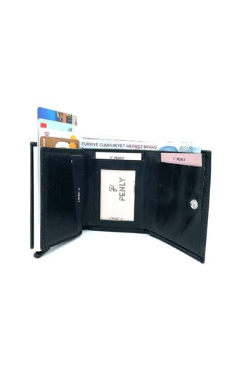 Penly Original Genuine Leather Mechanism Black Wallet Model Bracelet Gift