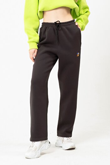 Eazy Co Eazy Basic Oversize Unisex Wide Leg Bol Paça Füme Kalın Eşofman Altı