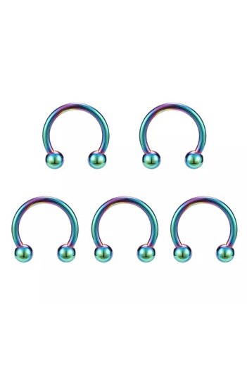 Jaida Moda 316l Cerrahi Çelik Hologram 5li Set Septum Piercing