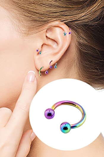 Jaida Moda 316l Cerrahi Çelik Hologram 5li Set Septum Piercing