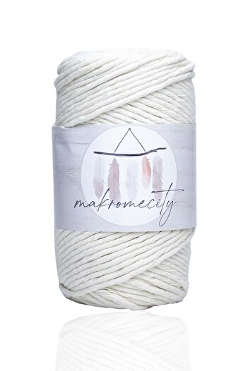 Makromecity Premium Screened Macrame Thread 3mm Single Twist Macrame Screenable Hobby Thread Set of 2 2 Pieces Ecru