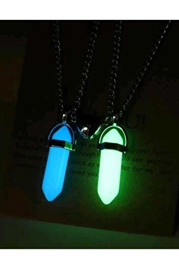AlpCollection Phosphorescent Natural Stone Couple Lover Metal Necklace with Two Magnets