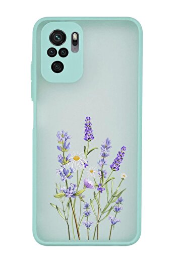 mooodcase Xiaomi Redmi Note 10S Compatible Lavender Patterned Camera Protected Frosted Transparent Luxury Phone Case