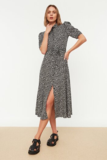 Trendyol Collection Multicolor Patterned Belted Midi Woven Viscose Shirt Dress TWOSS20EL1559