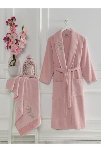 Valezium Set of 2 Cotton Embroidered Towels Bathrobes