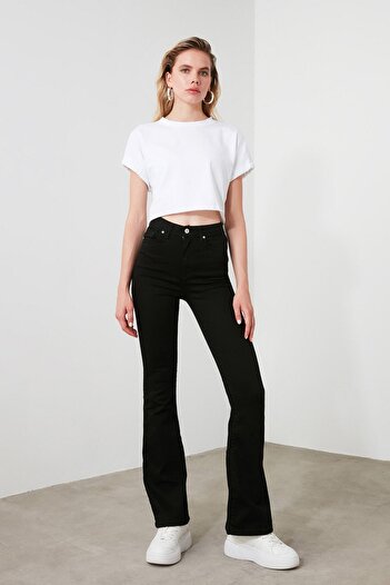 Ramrod Women's Black High Waist Flare Jeans Flare Leg Denim Trousers