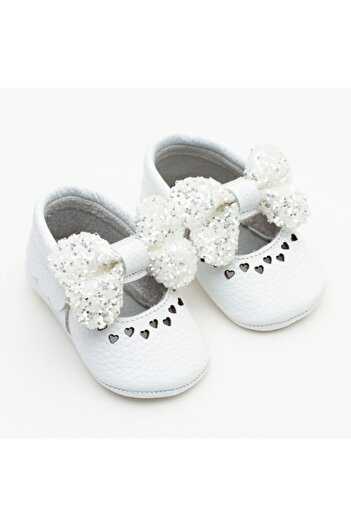 WSTARK Genuine Leather White Bow Booties Moccasin Baby Girl Shoes