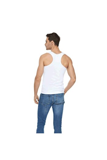 Tutku Elit Men's White Elastane Cotton Lycra Sports Singlet 3 Pack
