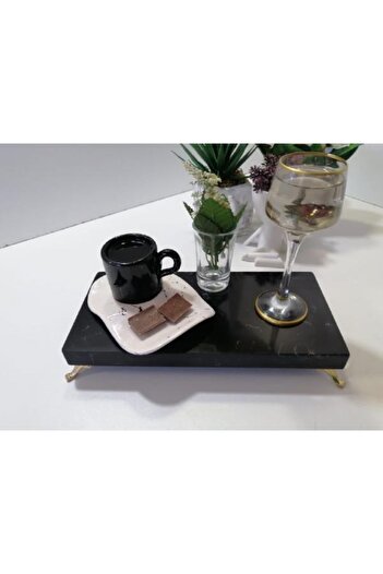 Başakmarble Quartz Marble Presentation Rack with Gold Feet (25X12 CM)