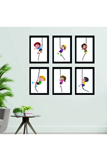 enmalife Frame Photo Set - Decorative 6 Pieces A4 Kids & Baby Room Wall Set - Happy Children