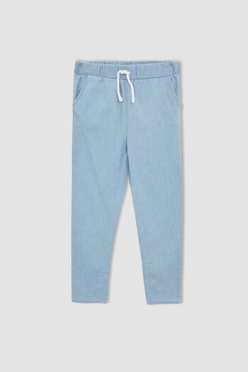 DeFacto Girl's Straight Fit Elastic Waisted Jean Trousers