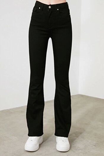 Ramrod Women's Black High Waist Flare Jeans Flare Leg Denim Trousers