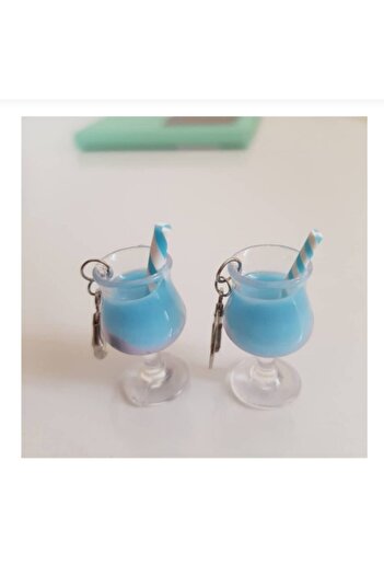 SOUL BY A&B Blue Goblet Earrings Blue Cocktail Earrings Beverage Earrings
