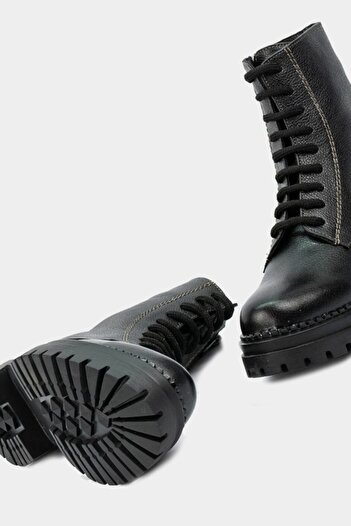 TUNAELLİ Kadın Siyah Hakiki Deri 36-41 Numara Bot & Bootie