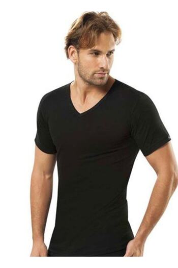 Jiber Men's 6-Piece Black V-Neck Half Sleeve Undershirt Athlete 112