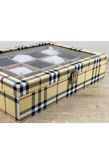 Kelepir Fırsatlar صندوق ساعة يد مزخرف مصنوع يدويًا من Burberrys Yellow مع وسادة ناعمة يمكنك وضع 15 ساعة مختلفة