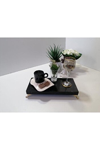 Başakmarble Quartz Marble Presentation Rack with Gold Feet (25X12 CM)