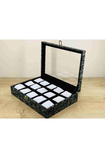 Kelepir Fırsatlar Gray Camouflage 15-Piece Watch Box with White Pillows for Large Size Watches